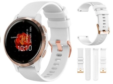 PASEK SILIKONOWY DO GARMIN VIVOACTIVE 4S VENU 3S SPRZĄCZKA ROSEGOLD KOLORY