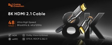 CERTYFIKOWANY Kabel HDMI 2.1 8K 4K eARC PREMIUM 3m CableCreation HDR CEC VR