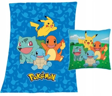 Koc polarowy i Poduszka Jasiek POKEMON Pikaczu Charmander Pikachu Prezent