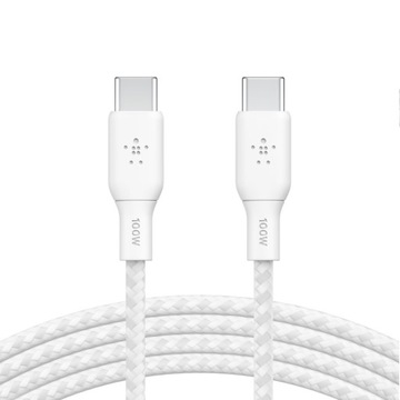 Кабель Belkin Boost USB-C — USB-C PD, прочная оплетка, USB 2.0/5A/100 Вт/3 м