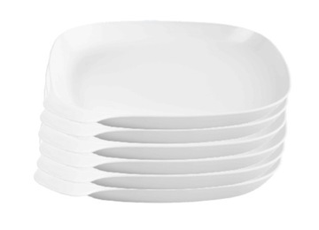 Zestaw 6 x plastikowy talerz turystyczny wielorazowy na piknik biały 26 cm