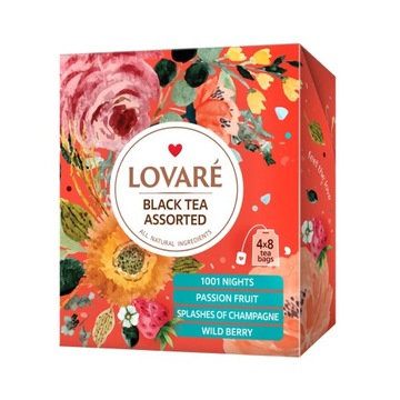 LOVARE ZESTAW HERBAT BLACK ASSORTED 32TOREBEK