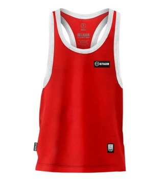 Octagon tank top Small logo caption RED L
