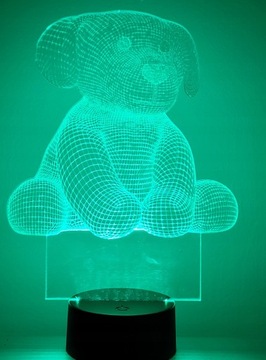 3D-ночник для собаки, собака/плюшевый мишка, пульт дистанционного управления RGB, подставка из плексигласа, меняющая цвет