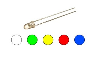 DIODA 3MM LED KOLORY T3 R3 WBUDOWANY REZYSTOR