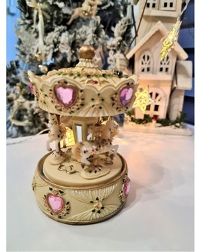 КАРУСЕЛЬ ОРНАМЕНТ С МУЗЫКАЛЬНОЙ ШКАТУЛКОЙ И ЛОШАДЯМИ ПОНИ, модель II