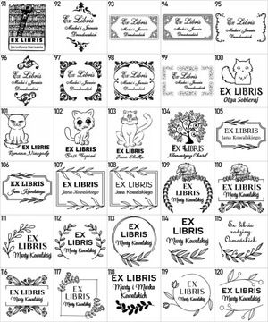 Pieczątka Ex libris 6x4 / 5x5cm - 127 Wzorów + GRAWER + lniany woreczek