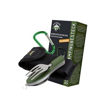 OUTDOOR FREAKZ SZTUĆCE NIEZBĘDNIK 4w1 zielone zestaw etui / opis