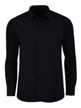 41/42 KOSZULA GŁADKA CZARNA DŁUGI RĘKAW