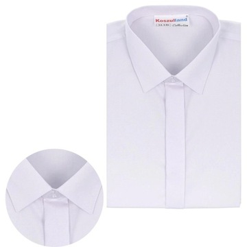 KOSZULA BIAŁA 164 SLIM ELEGANCKA CHŁOPIĘCA MŁODZIEŻOWA WIZYTOWA Z PLISĄ