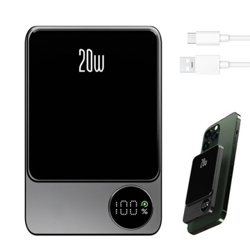 PRZENOŚNY MAGNETYCZNY POWERBANK BEZPRZEWODOWE SZYBKIE ŁADOWANIE MAGSAFE 20W