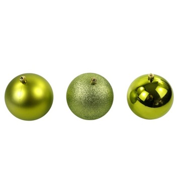Limonkowe bombki choinkowe z zawieszkami 10 cm 6 szt. nietłukące ozdoby
