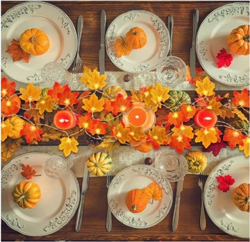 ОСЕННЯЯ ГИРЛЯНДИЯ ИСКУССТВЕННЫЕ ЛИСТЬЯ УКРАШЕНИЕ СВЕТОДИОДНАЯ ЛАМПА