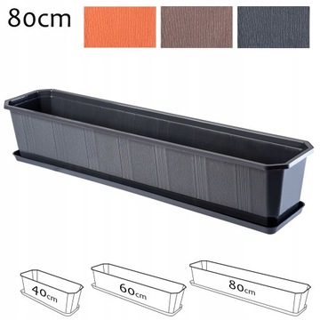 БАЛКОННЫЙ ЦВЕТОЧНЫЙ ГОРШОК + ПОДСТАВКА 80 СМ ГРАФИТ