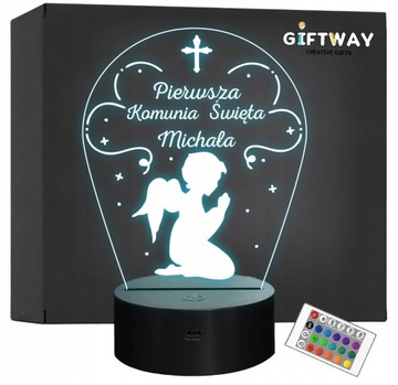 Lampka Nocna LED Imię Pierwsza Komunia Święta Pamiątka Prezent Grawer