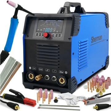 Spawarka inwertorowa TIG ZESTAW 200A AC DC Puls HF Aluminium MMA 230V IGBT