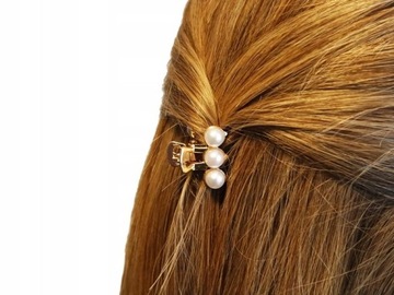 ЗАЖИМ ДЛЯ ВОЛОС Золотой Жемчуг Белый JAW Маленький