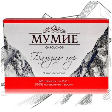 MUMIO SHILAJIT AŁTAJSKIE BALSAM GÓR KWASY HUMUSOWE 60 tabletek