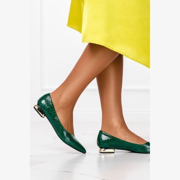 МОДНЫЕ БАЛЕТКИ НА ДЕКОРАТИВНОМ КАБЛУКЕ, КОЖАНОЙ Стельке