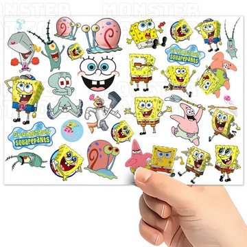 TATUAŻE ZMYWALNE WODNE DLA DZIECI DZIECIĘCE SPONGEBOB WZORY SUPER JAKOŚĆ
