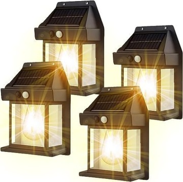 4x LAMPA SOLARNA ELEWACYJNA ZEWNĘTRZNA KINKIET RETRO ŻARÓWKA FILAMENTOWA