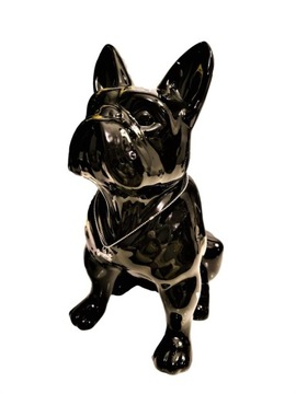 Керамическая фигурка черного бульдога H32