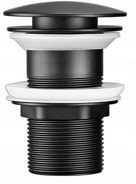 Латунный защелкивающийся сифон и пробка для умывальника ЧЕРНЫЙ без перелива