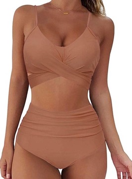STRÓJ KĄPIELOWY DWUCZĘŚCIOWY MAJTKI FIGI WYSOKI STAN BIKINI WIĄZANIE