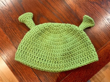 ШРЕК ЗИМНЯЯ ШАПКА ЗЕЛЕНАЯ С УШАМИ ВЕСЕЛАЯ УНИВЕРСАЛЬНАЯ 50-60 СМ СЮЖЕТ