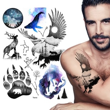 ВРЕМЕННЫЕ ТАТУ МИКС ТАТУ НАБОР ИЗ 5 ДИЗАЙНОВ МОЮЩИЕСЯ ВОДОЙ ТАТУ