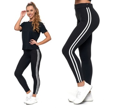 MORAJ FIT LEGGINSY z lampasami KRYJĄCE getry L/XL