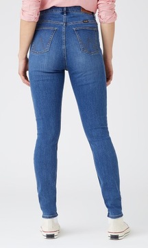 Wrangler SKINNY Marina RURKI Z WYŻSZYM STANEM BLUE DżINS W27 L32