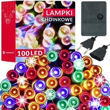 LAMPKI CHOINKOWE 100 LED 8,5m ZEWNĘTRZNE WEWNĘTRZNE MULTIKOLOR ŚWIĄTECZNE