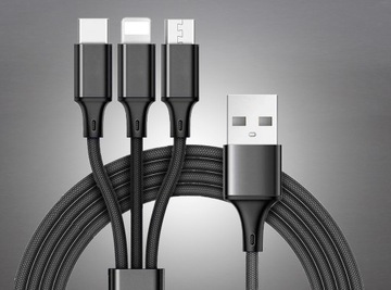 ЗАРЯДНЫЙ КАБЕЛЬ 3в1 ДЛЯ IPHONE microUSB USB-C