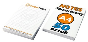 BLOCZKI Reklamowe A4 NOTES 50 kartek LOGO 50 sztuk