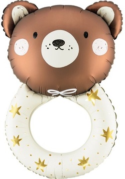 BALON FOLIOWY MIŚ GRZECHOTKA DEKORACJA NA BABY SHOWER ROCZEK NA HEL 67 CM