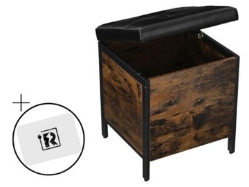 Elegancka Pufa Do Salonu Tapicerowana Vintage Brązowo-Czarna + GRATIS