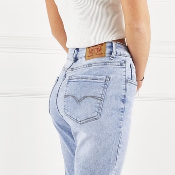 M. Sara - Premium Performance - Jeansy spodnie damskie wysoki stan MOM FIT