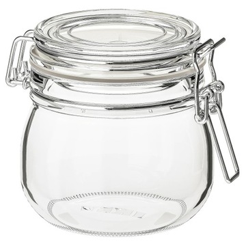 SŁOIK Z POKRYWKĄ SZKŁO BEZBARWNE IKEA KORKEN 0,5L