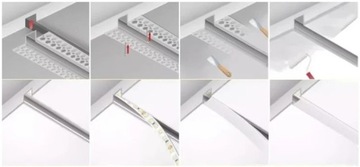 Встраиваемый алюминиевый светодиодный профиль для гипсокартона, ширина гипсокартона 2м.