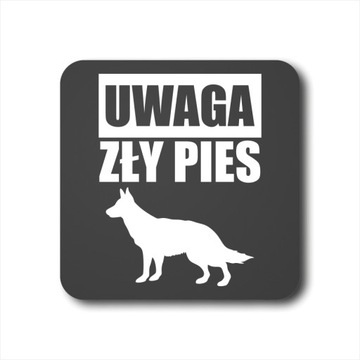 Tabliczka UWAGA ZŁY PIES 10 x 10 cm ANTRACYT