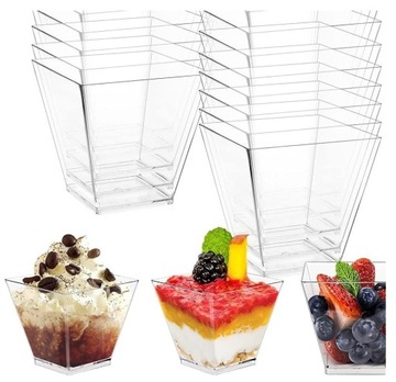 PUCHARKI DO DESERÓW PLASTIKOWE 12szt MONOPORCJI 160ML