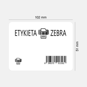 Etykiety termotransferowe Zebra 102x51 białe fi25