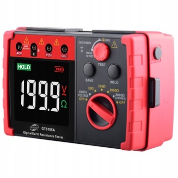 MIERNIK REZYSTANCJI UZIEMIENIA CYFROWY TESTER ELEKTRYCZNY EKRAN LCD ZŁĄCZA