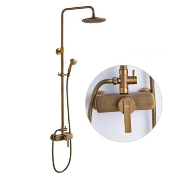 ZESTAW PRYSZNICOWY DESZCZOWNICA RETRO BRĄZ, REGULOWANA WYSOKOŚĆ 96 - 135 CM