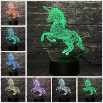 LAMPKA NOCNA 3D JEDNOROŻEC PILOT PREZENT