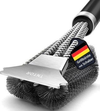 SZCZOTKA DO GRILLA PREMIUM STAL NIERDZEWNA OSTRZE SZYBKIE CZYSZCZENIE