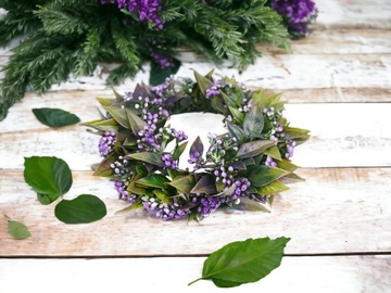 WIANEK RUSKUS NA STÓŁ DRZWI DEKORACJA BOHO FIOLETOWE KULECZKI 22 cm