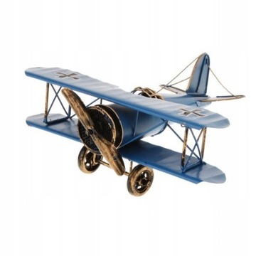 Vintage metalowy model samolotu dwupłatowiec