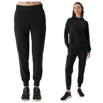Spodnie DRESOWE damskie 4F SPORTOWE dresy joggery TTROF606 czarne M